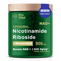 Pro Vital NAD+ Liposomal Nicotinamide Riboside supplement jar, 900mg for energy and anti-aging support.